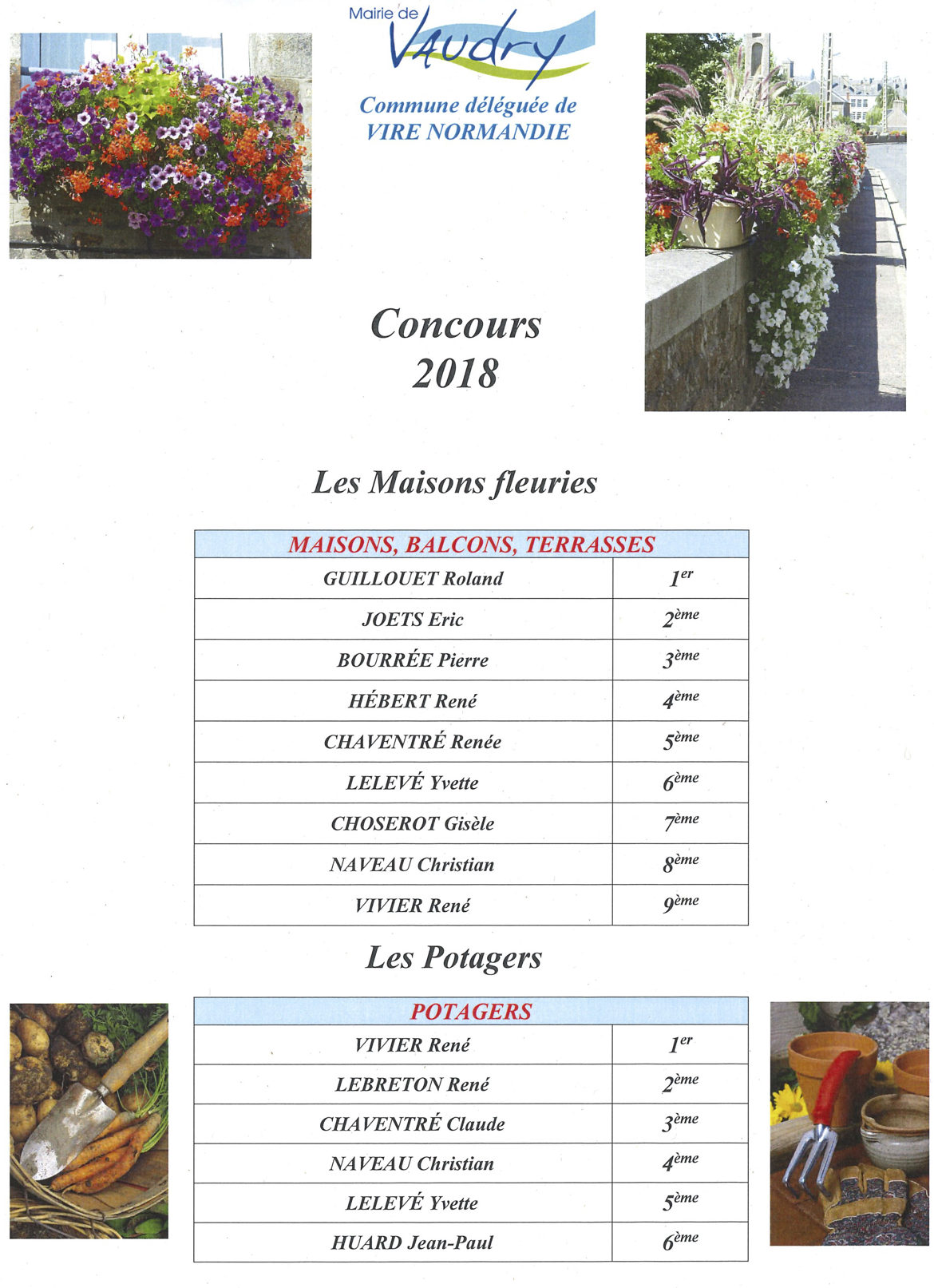 Concours des maisons fleuries et des potagers 2018 – commune-vaudry.fr